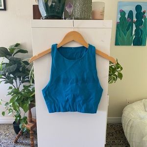 Fabletics blue workout set (top and leggings)